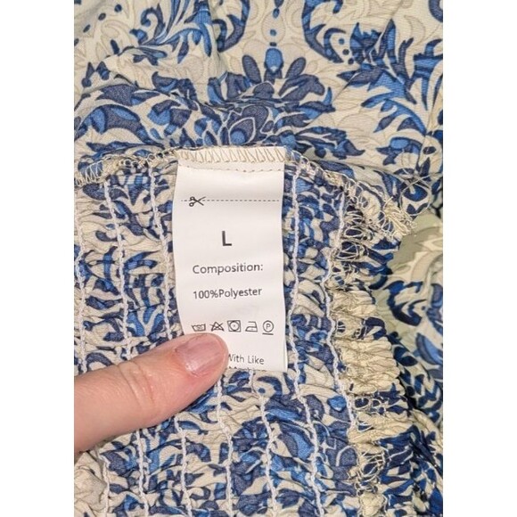 Women's Set L Cream Medallion Print Cap Sleeve Crop Top Maxi Skirt Pull On Comfy - Picture 8 of 9